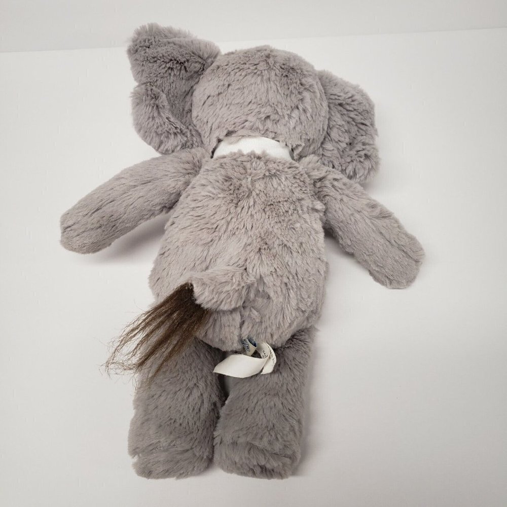Pottery Barn Kids 11" Gray Elephant White Ribbon 2014 Plush - Picture 2 of 4